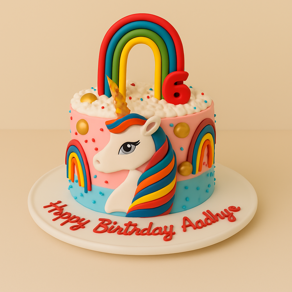 Magical Unicorn Rainbow Birthday Cake