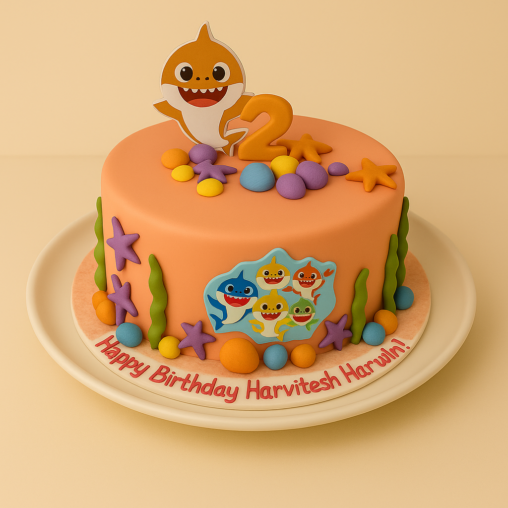 Baby Shark Theme Birthday Cake