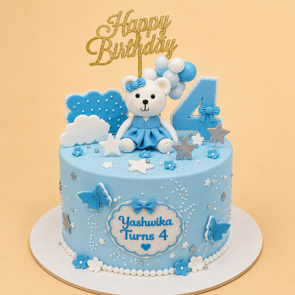 Blue Teddy Dream Birthday Cake