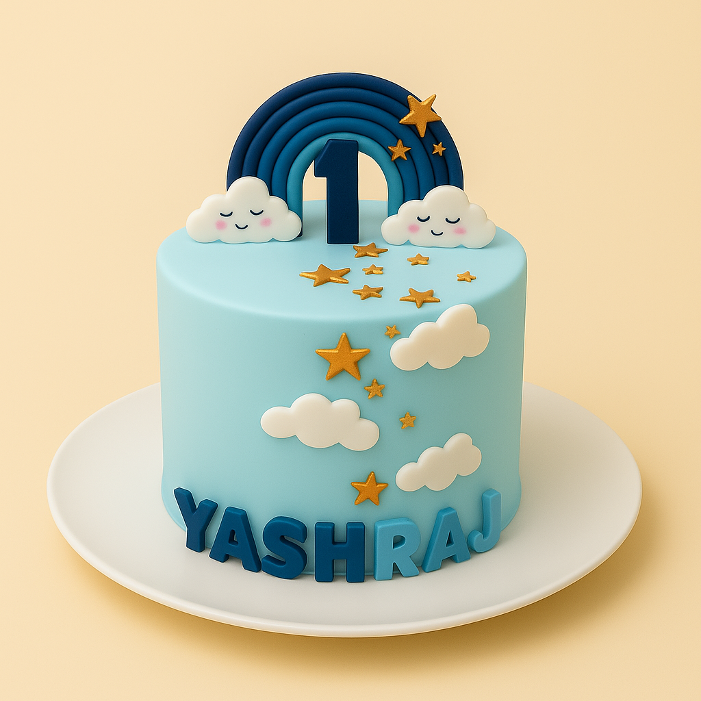 Cloud & Stars Rainbow Cake