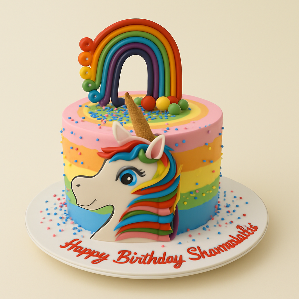 Magical Rainbow Unicorn Cake