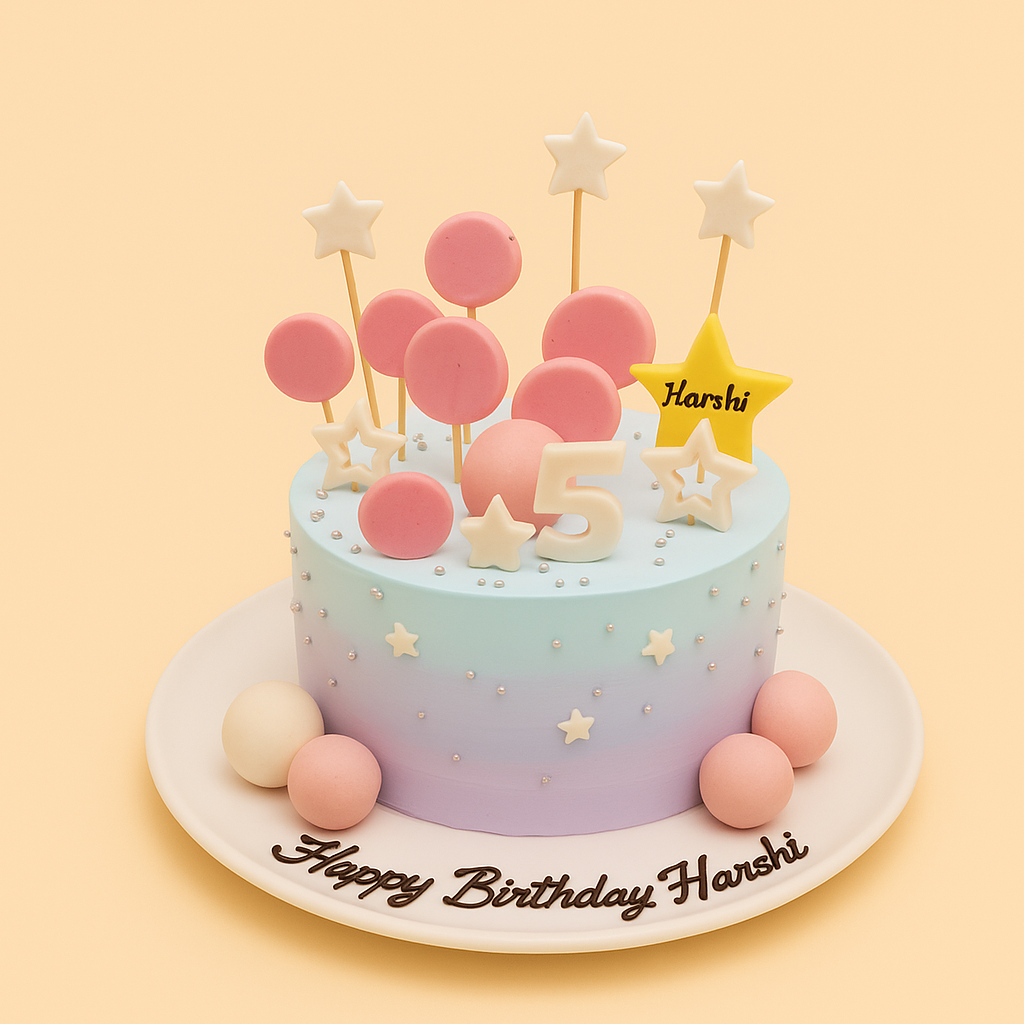 Starry Balloon Birthday Cake