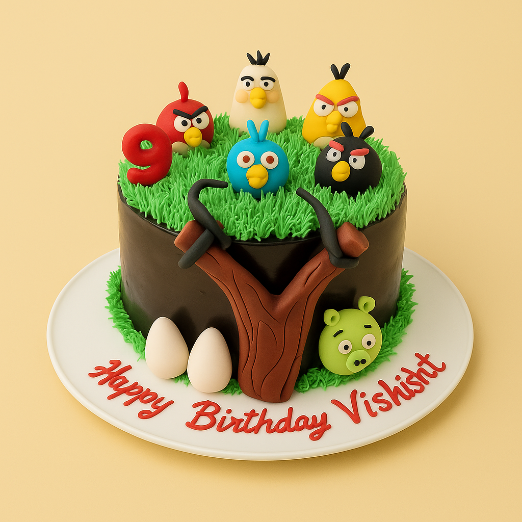 🎯 Smash the Fun with Our Angry Birds Themed Fondant Cake