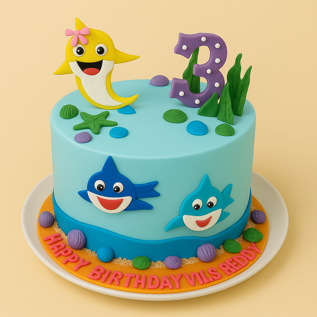 🐠 Baby Shark Theme Birthday Cake — Dive into a Sea of Sweetness