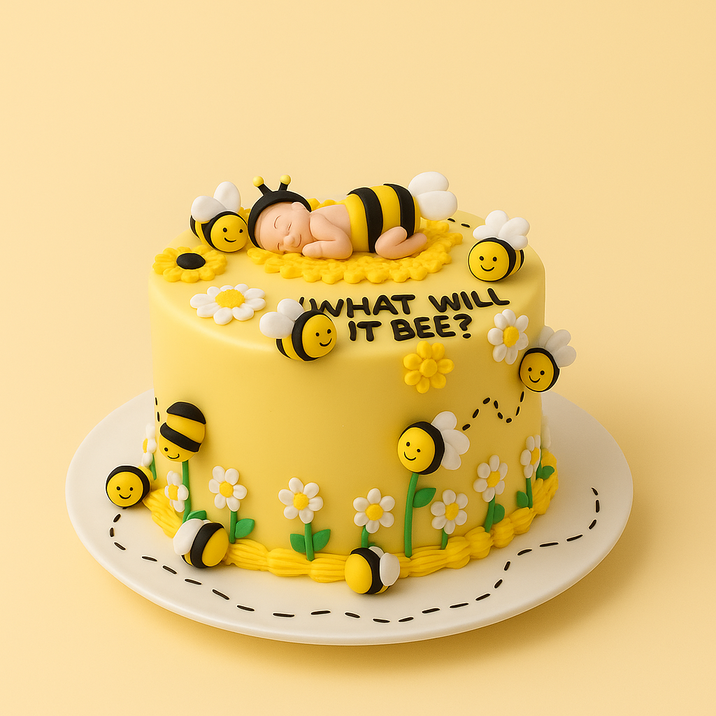 🐝 What Will It Bee? – Adorable Bee-Themed Gender Reveal Cake