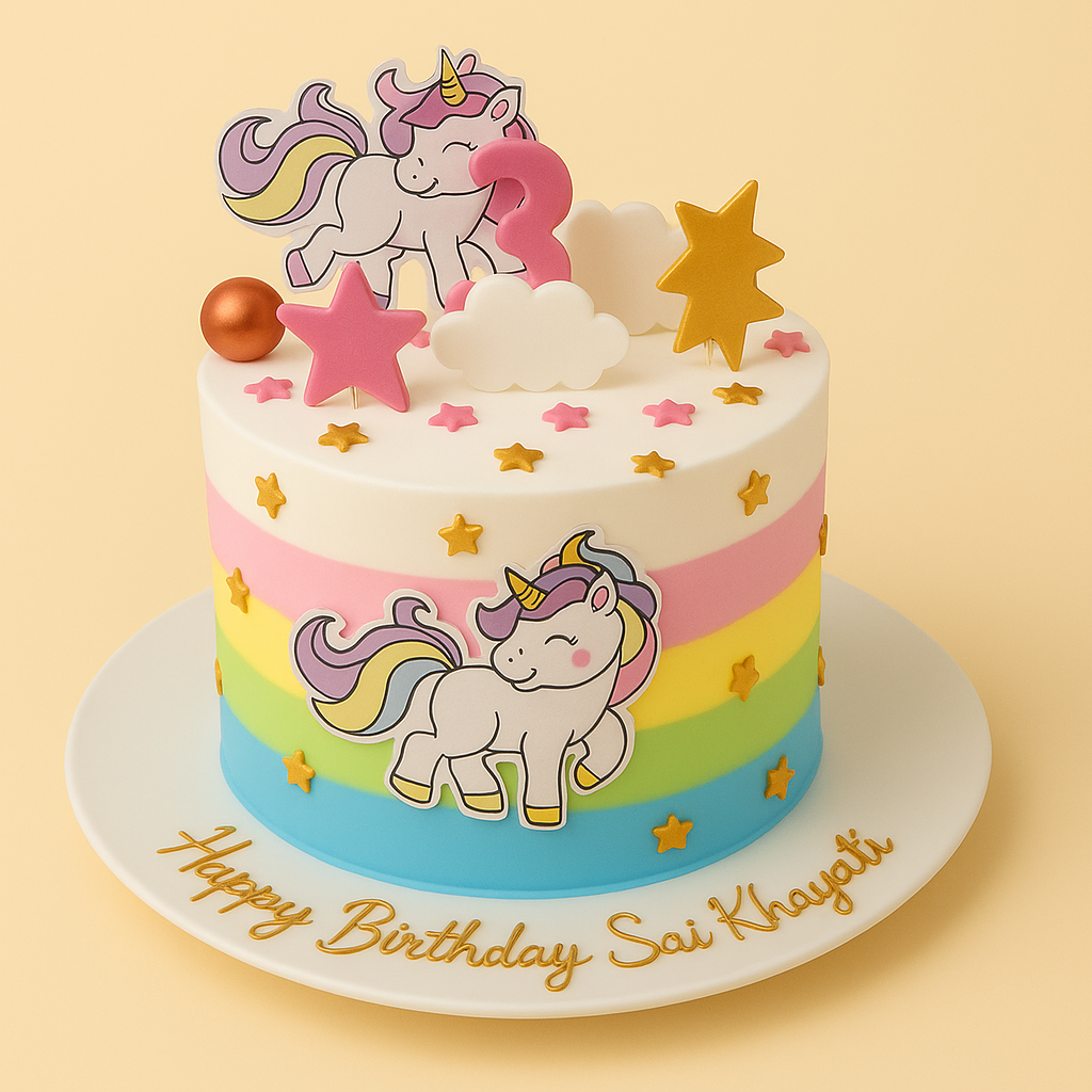 🦄 Unicorn Theme Birthday Cake – Magical Kids Designer Cake
