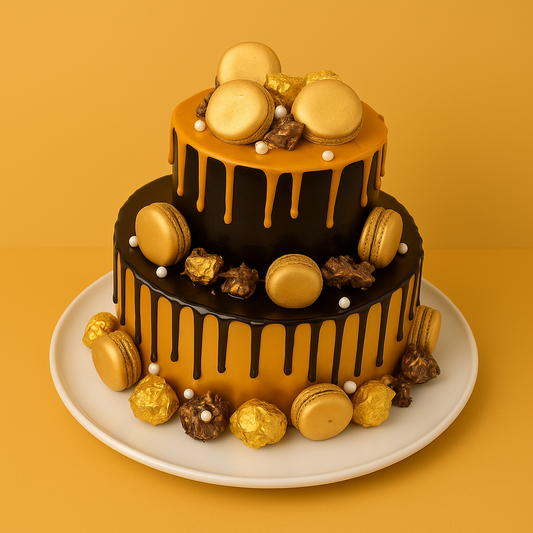 Golden Elegance Drip Cake