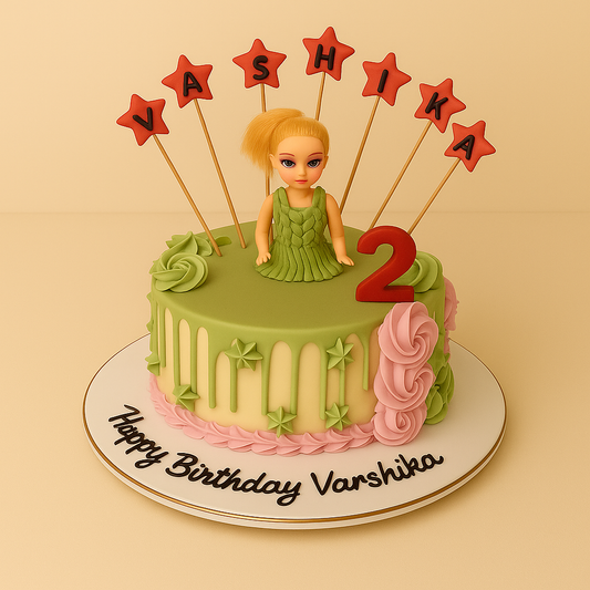 Green Princess Doll Birthday Cake