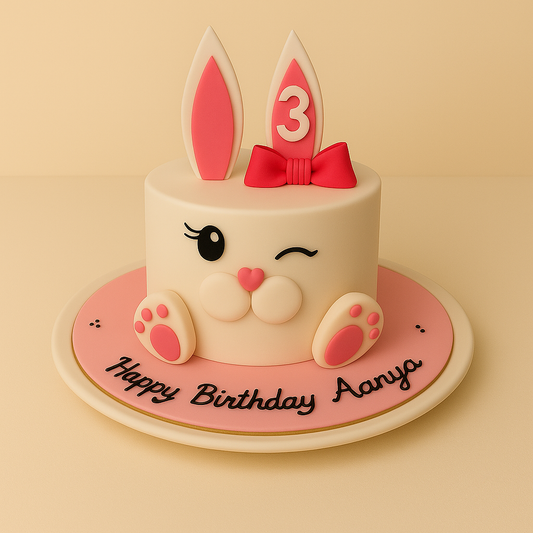 Bunny Theme Fondent Birthday Cake