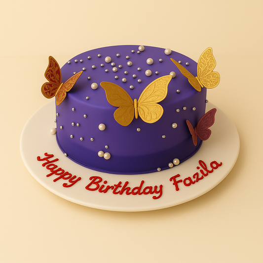 Golden Flutter Butterfly Birthday Cake