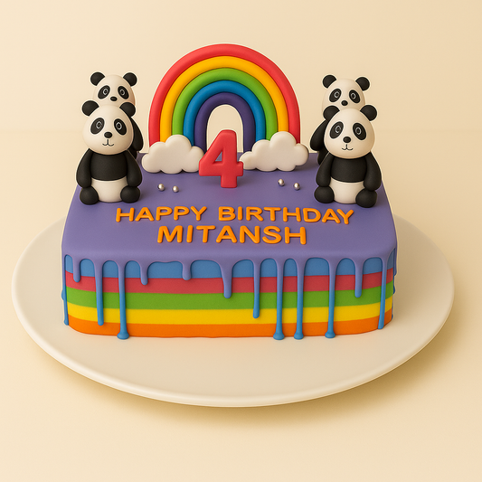 Rainbow Panda Birthday Cake