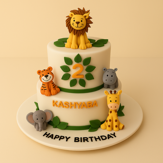 Jungle Safari Theme Birthday Cake