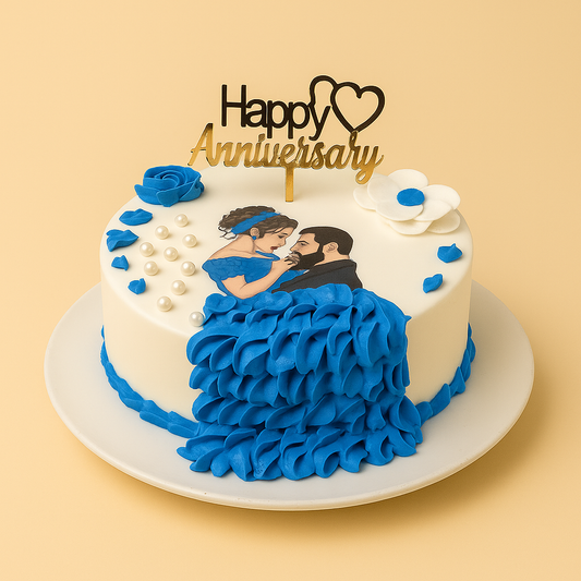 Romantic Blue Anniversary Cake