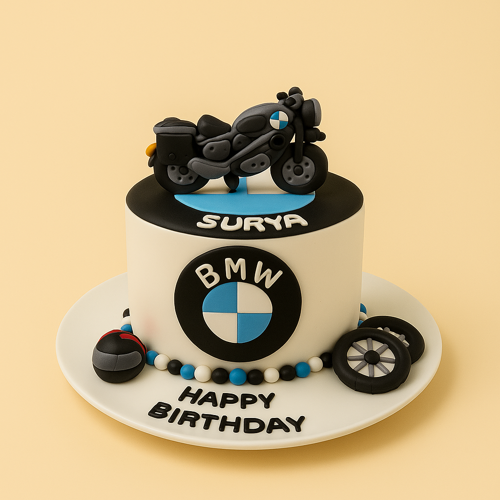 BMW Sports Bike Theme Cake