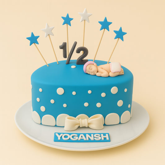 Baby Blue Half-Birthday Cake