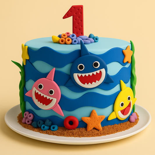 Baby Shark 1st Birthday Wave Cake