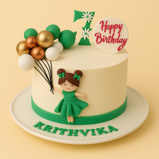 Balloon Girl Celebration Cake
