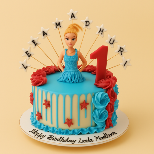 Blue Doll Drip Cake