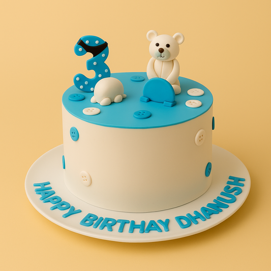 Blue Teddy Birthday Cake