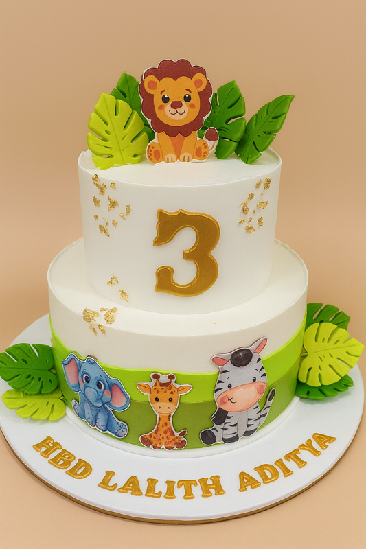 Jungle Safari Animal-Themed Birthday Cake