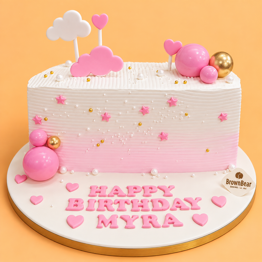 Pink Cloud Half Birthday Cake