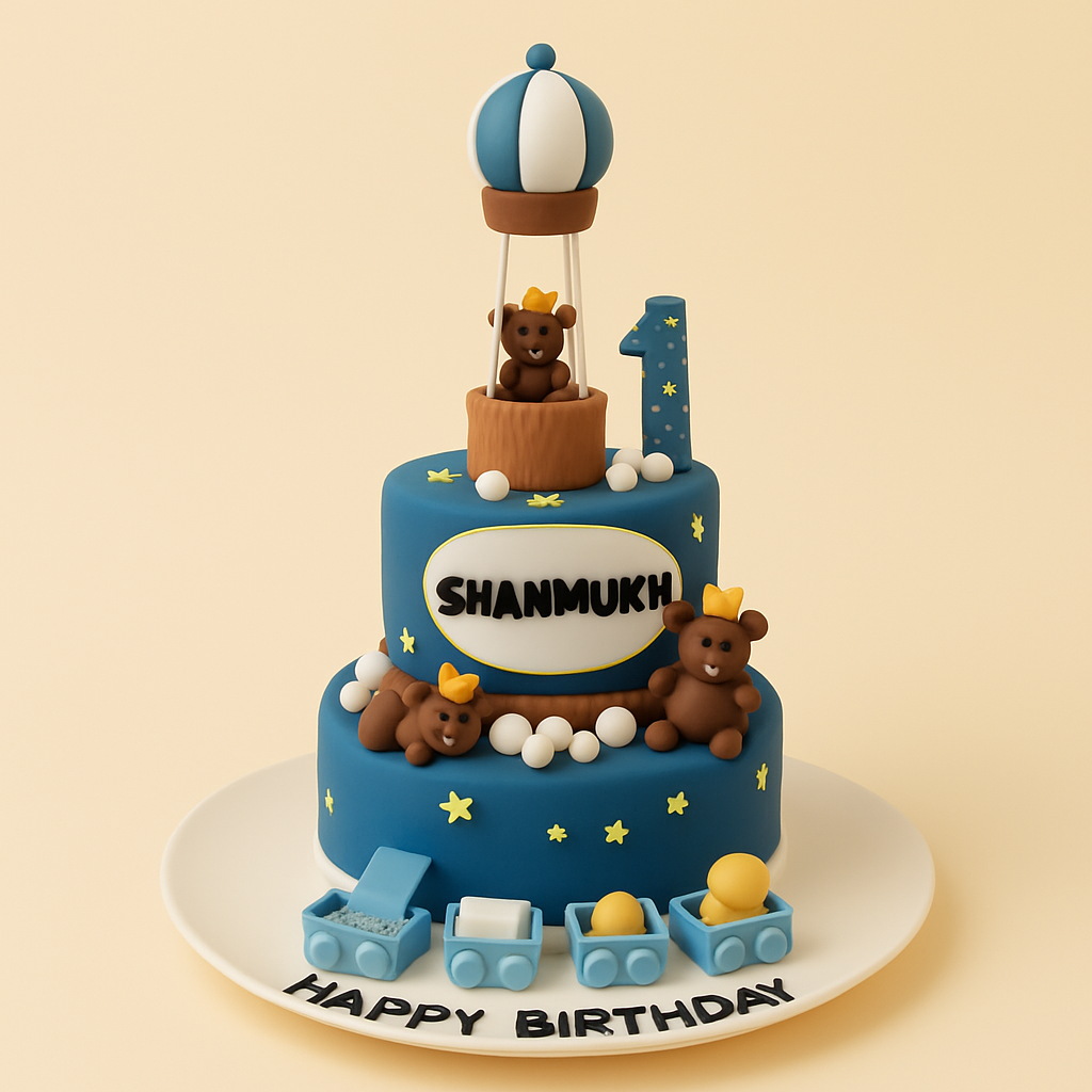 Teddy Bear Adventure 1st Birthday Cake