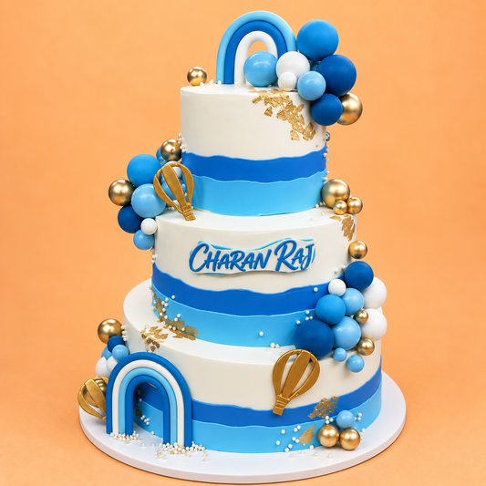 Blue & Gold Celebration Cake