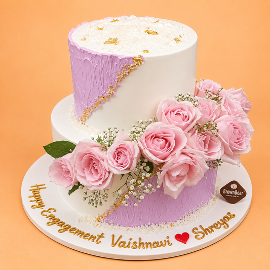 Elegant Rose Engagement Cake
