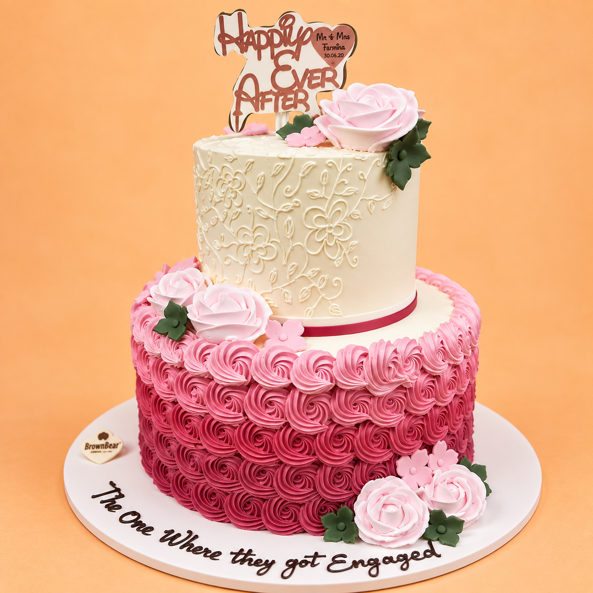 Blush of Love Engagement Cake