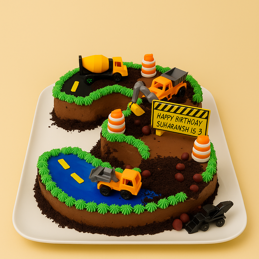 Construction Zone Number Cake