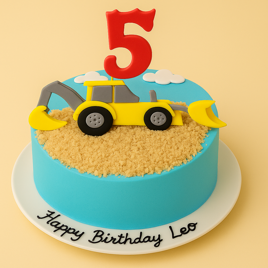 Bulldozer Theme Cartoon Cake