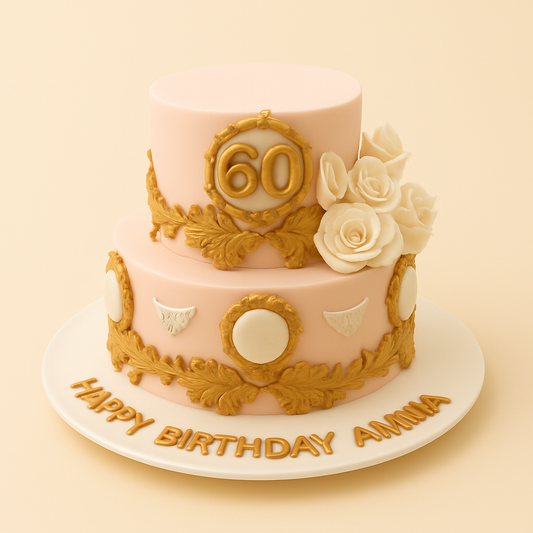 Elegant 60th Birthday Rose Cake