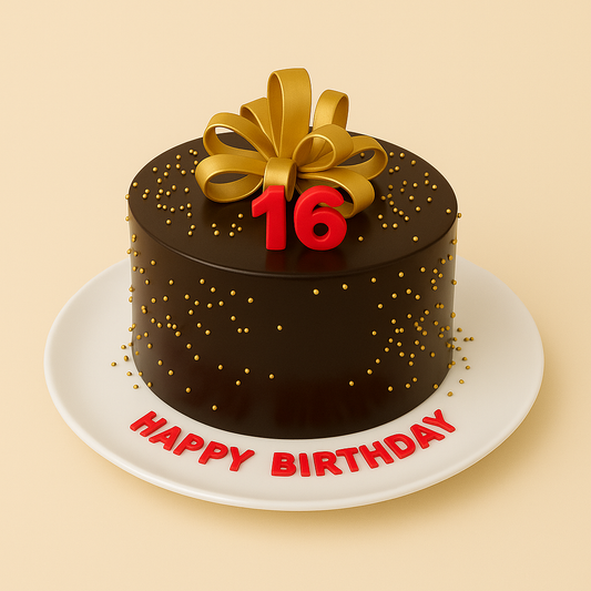 Golden Bow Chocolate Cake