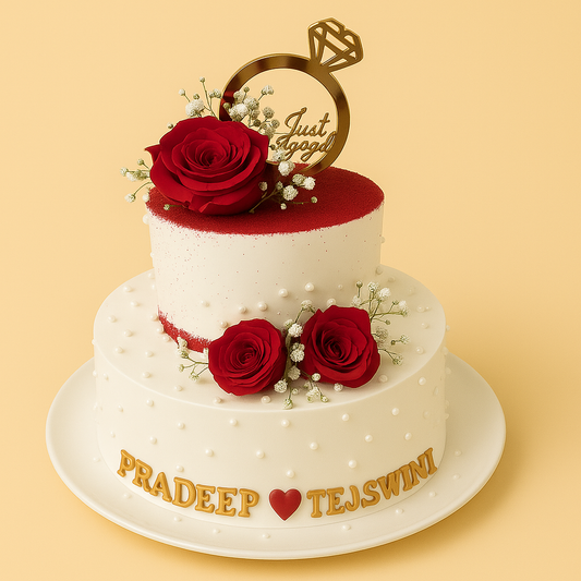 Elegant Engagement Roses Cake