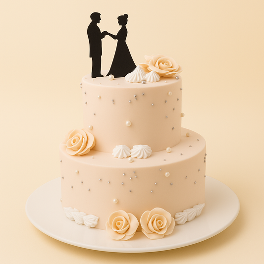 Elegant Peach Rose Wedding Cake