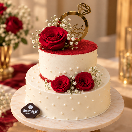 Elegant Engagement Roses Cake