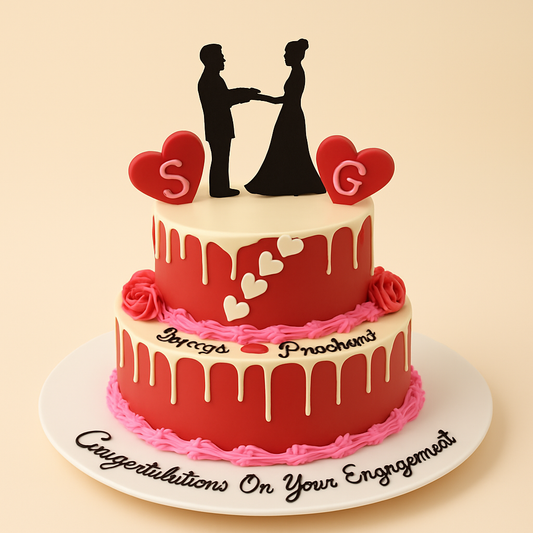 Engagement Silhouette Love Cake