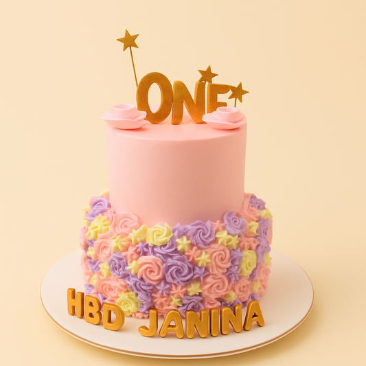 Floral First Birthday Cake