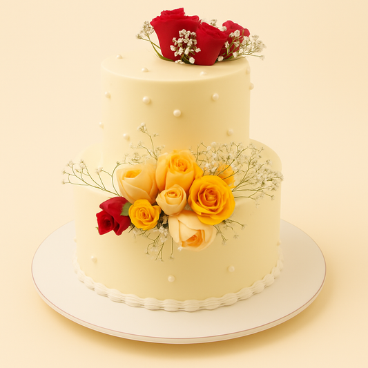 Floral Pearl Wedding Cake
