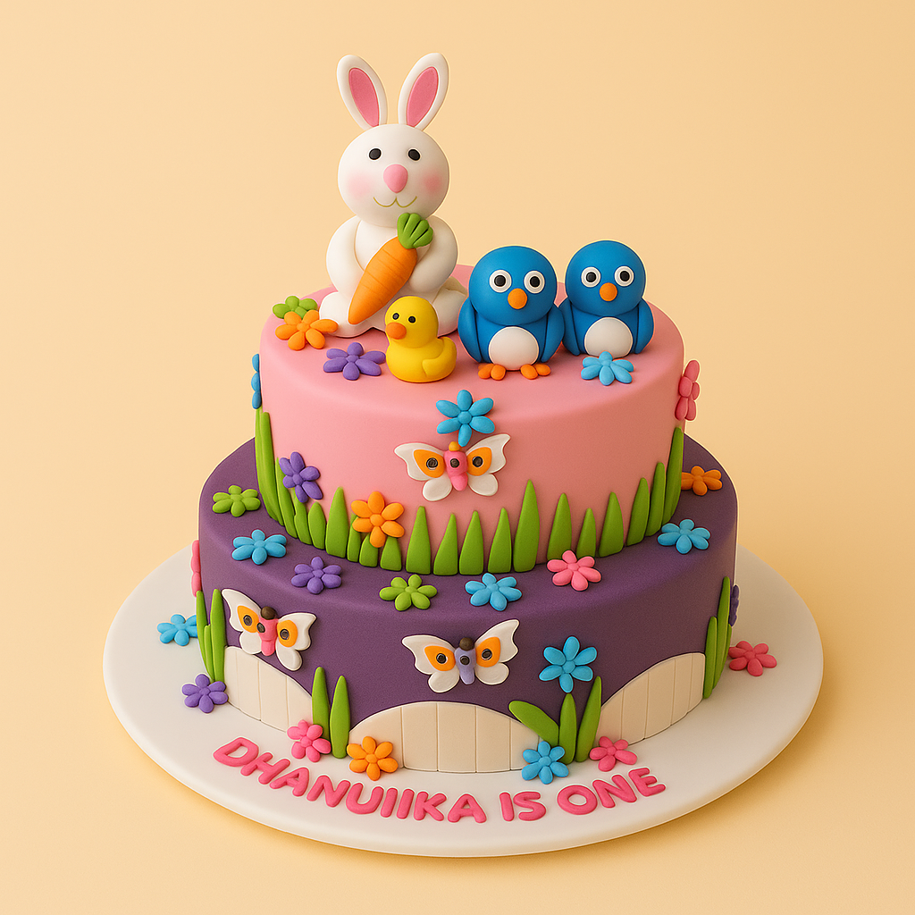 Garden Friends Bunny Birthday Cake