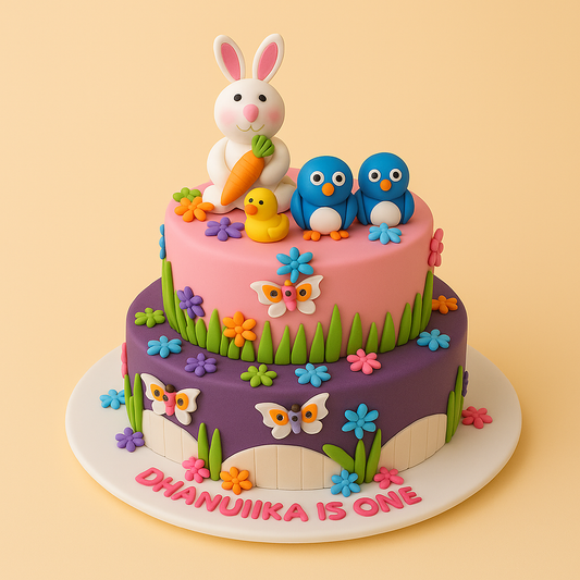 Garden Friends Bunny Birthday Cake