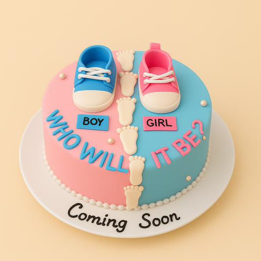 Gender Reveal Baby Shoes Cake