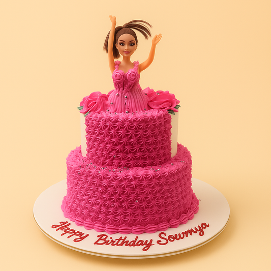 Glamorous Pink Doll Cake