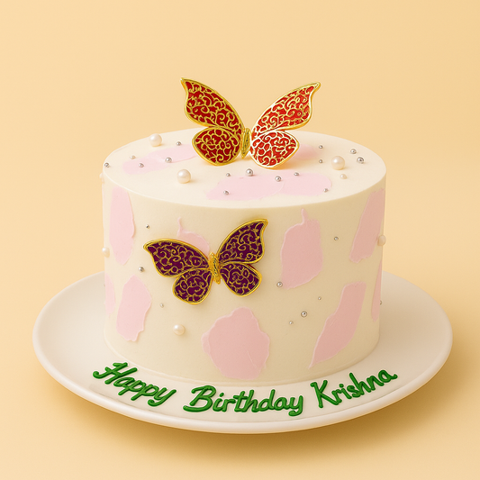 Golden Butterfly Pearl Cake