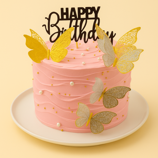 Golden Butterfly Pink Cake
