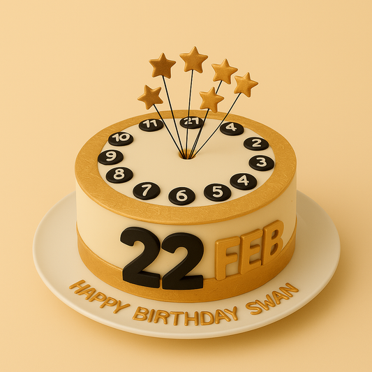 Golden Clock Birthday Cake