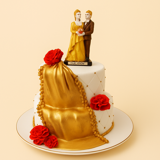 Golden Draped Elegance Cake