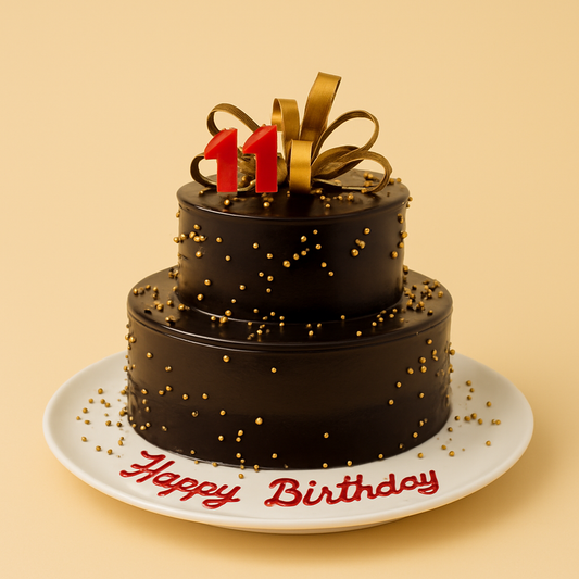 Golden Elegance Chocolate Cake