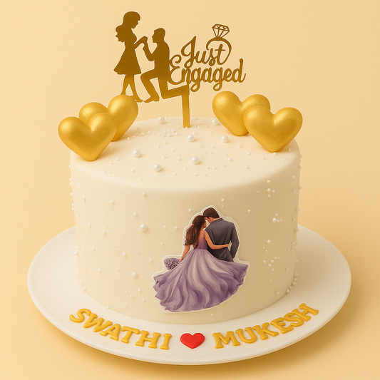 Golden Engagement Cake