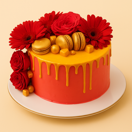 Golden Glow Floral Cake
